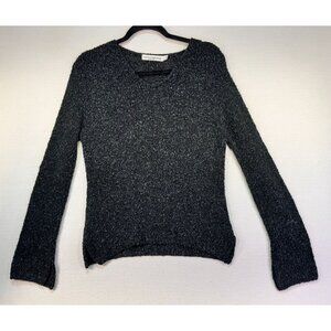 Cotton Emporium Womens Long Sleeve Knit Sweater Large Dark Gray